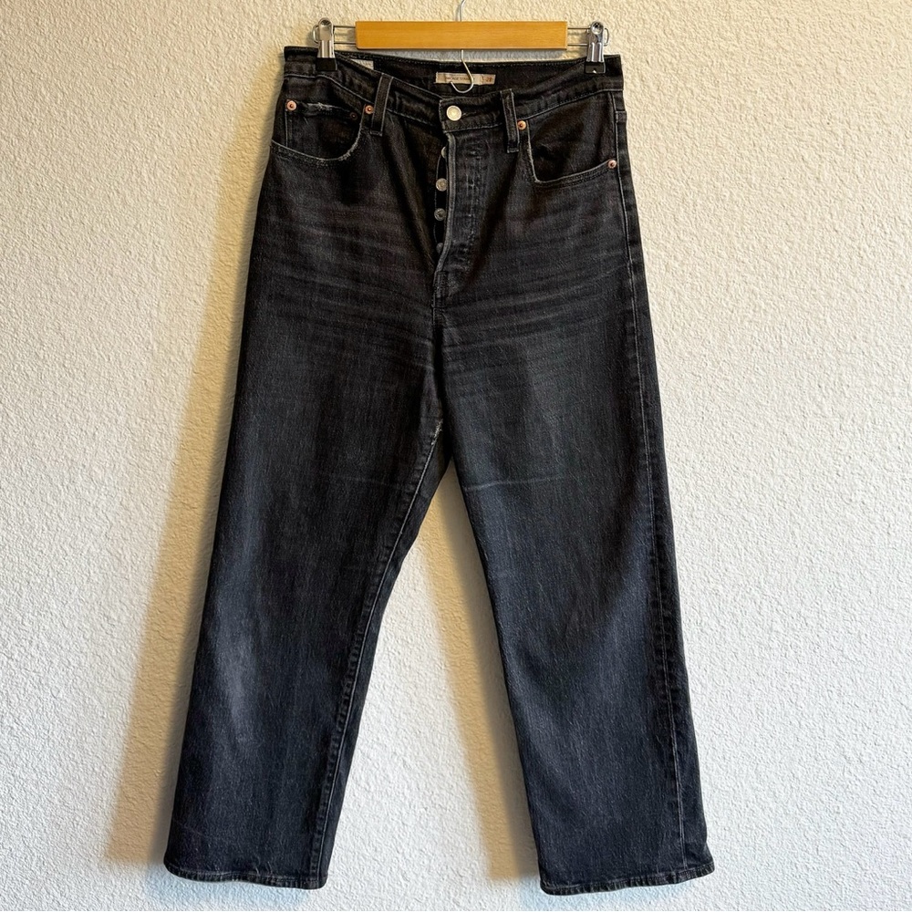 Levi’s High Rise Ribcage Straight Jeans Black Women’s 28
